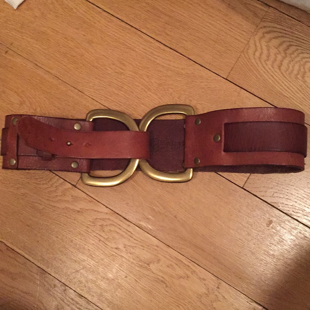 Vintage Brown and Gold D-Ring Linea Pelle Belt